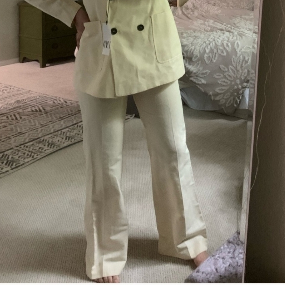 Zara linen suit pants (pants only) cream yellow NWT Size M